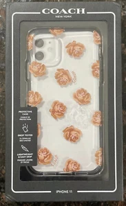 Coach NY Protective Apple iPhone 11 Dreamy Peony Clear Pink Glitter Case - Picture 1 of 3