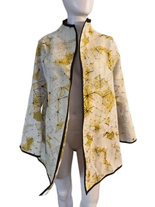 Winding River Strickjacke Damen Größe Small gelb & cremefarben abstrakt Blumenmuster USA - Bild 1 von 18