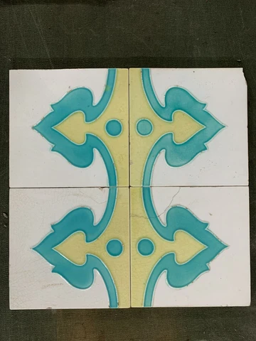 4 pcs Rare art deco nouveau majolica tile Vintage H&R Jhonson England Antique Cover