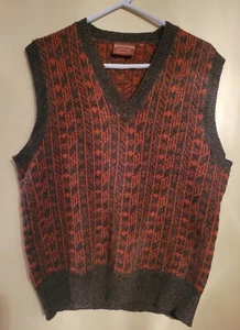 Chaps Ralph Lauren Shetland 100% Lana Hombre Suéter Chaleco Rojo Gris L Cuello en V Tejido - Imagen 1 de 8