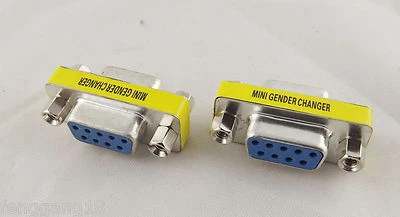 10pcs DB9 9 Pin Female To Female Mini Gender Changer Convertor Adapter Connector - Image 1 of 4