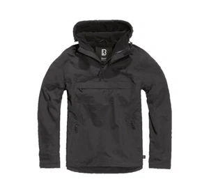 Brandit Jacket Anorak Military Man Fleece Windbreaker Jacket Black - Picture 1 of 7