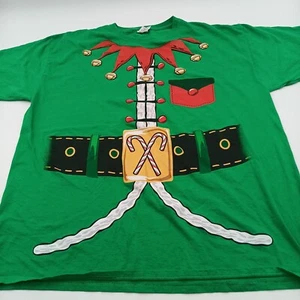 Camiseta de Navidad Para Hombre XL Verde Traje de Ayudante de Papá Noel Camiseta Gráfica Manga Corta - Imagen 1 de 6