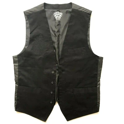 Y2K Vintage 2000s Mens Vest S Black Dressy Formal Retro Hipster Button Up - Image 1 of 4