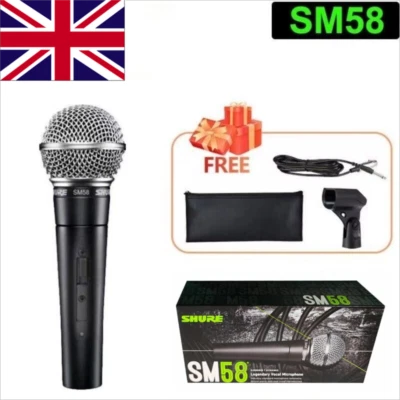 For Shure SM58 Dynamic Vocal Microphone Wired Mic with Switch With Cable UK - Image 1 of 4