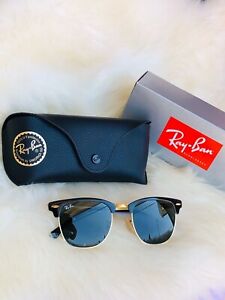 NEW Ray Ban CLUBMASTER METAL (RB3716-187) Gold Top Black with Green Lens G15 
