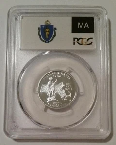 2000 S Silver Massachusetts State Quarter Proof PR69 DCAM PCGS Flag Label - Picture 1 of 2
