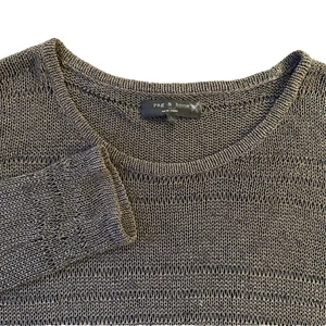 Rag & Bone Metallic Chainmail Sweater Womens L Open Knit Silk Blend Gunmetal - Picture 1 of 15