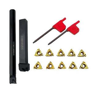 Lathe Threading Tool External Internal Holder w/ Inserts Wrench Set 11ER AG60 - Picture 1 of 12