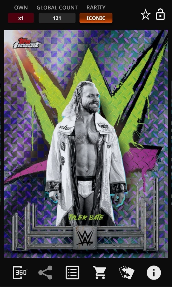 Tyler Bate Purple Checkerboard Base 199cc Iconic - Topps Slam WWE Finest 25 - Image 1 of 1