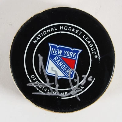 Henrik Lundqvist Signed New York Rangers Vs. CGY Game-Used Puck 2nd Period 2-... - Image 1 of 3