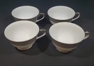 Sango Platina Japan Gray Band Platinum Trim (4) Coffee/Tea Cups - Picture 1 of 3