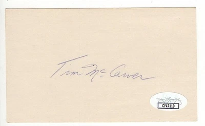 Tim McCarver Signed Autographed 3X5 Index Card Cardinals Phillies JSA CF47110 - Image 1 of 2