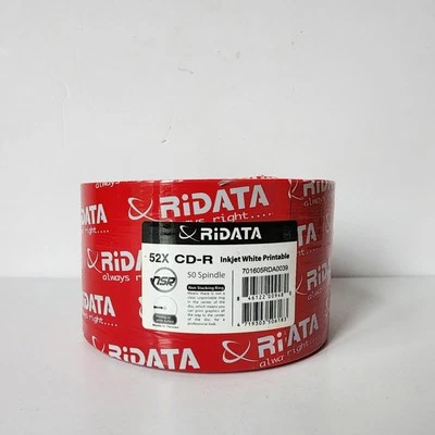 Ridata CD-R 52X 50 Spindle Inkjet White Printable New Sealed - Image 1 of 3