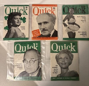 Five 1950's Quick News Weekly Magazines March, June, July & Nov. - Imagen 1 de 7