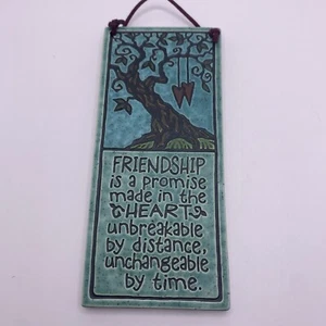 Macone Clay Ceramic “Friendship” Wall Hanging Plaque Decor Tree Heart Quote - Picture 1 of 8