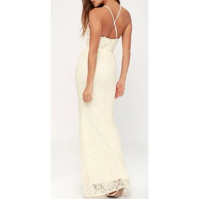 Maxi Vestido de Boda LULU'S Zenith Crema Floral Encaje Talla S Pequeño Nuevo Foto 1 de 4