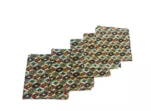 Vintage Set 5 Valances African Rug Print Short Curtains Diamond Multicolor - Picture 1 of 5
