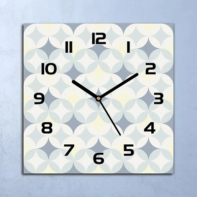Horloge Murale En Verre moderne rétro géométrique bleu et blanc 30x30 - Photo 1/4
