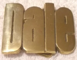 Fibbia per cintura Dale Name retrò hippie western ottone anni 70 NOS vintage - Foto 1 di 2