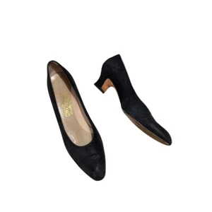 Salvatore Ferragamo schwarze Leder Pumps klassische hochhackige Schuhe Größe 9,5AAAA - Bild 1 von 8