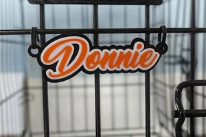 4" Custom Dog Crate Name Tag 2 Layer Choose Your Color Pet Cage ID Personalize - Picture 1 of 5