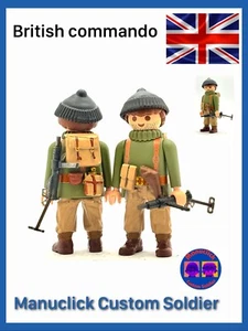 PLAYMOBIL Custom WW2 SOLDADO EJERCITO BRITANICO COMANDO SEGUNDA GUERRA MUNDIAL - Foto 1 di 4