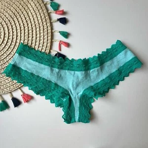 Victoria's Secret PINK Spitzenborte niedrig steigende Wangenhose blau L NEU - Bild 1 von 3