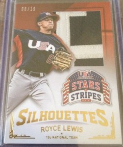 ROYCE LEWIS 2015 Team USA Stars & Stripes GOLD Silhouettes Nameplate Patch /19
