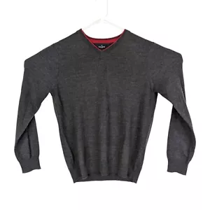 Suéter Daniel Hechter Paris para hombre gris mediano cuello en V 100% lana merino - Imagen 1 de 4