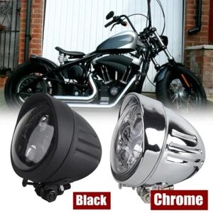 4.5" LED Headlight High/Low Beam For Harley Cruiser Chopper Bobber Chrome/Black - Bild 1 von 9