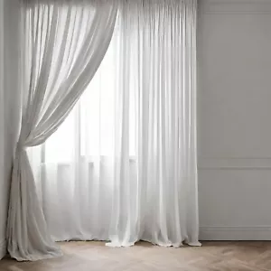 Gardinen Halbtransparent Vorhang Weiß mit Bleiband und Kräuselband Gardinen - Bild 1 von 12