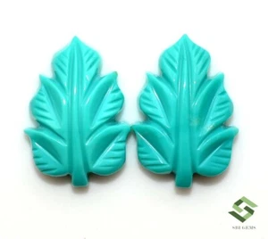 17x12 mm Natural Turquoise Handmade Carving Pair 11.46 CTS Loose Gemstones - Picture 1 of 8