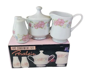 Condiment Set 4 Piece Porcelain Retro Mccrory Store Salt Pepper Shaker Creamer - Picture 1 of 12