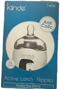 Kinde Twist Active Latch Nipples Medium Flow 2 Pack - anti colic x 2 (4 total) - Picture 1 of 8