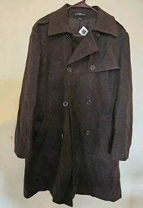 Vintage Y2K Gap Trench Cappotto Donna XL Marrone Doppiopetto Media Lunghezza Tasche - Foto 1 di 10