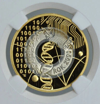 POLONIA 200 Zlotych 2000 Oro (9,74g Fino) y Plata NGC PF67 'Milenio' Foto 1 de 3