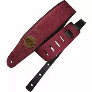 K2 Brazilian Leather Garment 3" Tracolla per chitarra, bordeaux floreale K2VTSL53 - Foto 1 di 2