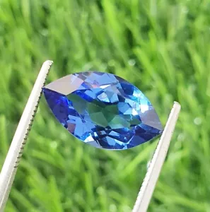 Gemme sfuse 10,27 ct impeccabili taglio marquise da laboratorio coltivate blu tanzanite qualità AAA - Foto 1 di 9