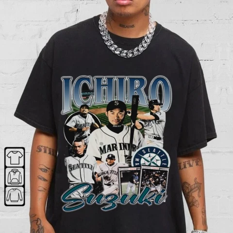 ICHIRO SUZUKI SEATTLE MARINERS BASEBALL PLAYER VINTAGE T-SHIRT S-3XL Cover