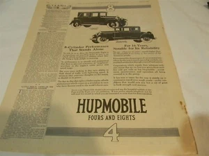 De colección 1925 Hupmobile Fours & Eights Antiguo Motor Coche Grande Hombre Cueva Anuncio - 8C3 - Imagen 1 de 5