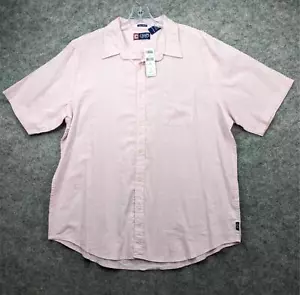 Chaps Shirt Mens XXL Pink Linen Blend Button Up Short Sleeve New 2XL - Picture 1 of 15