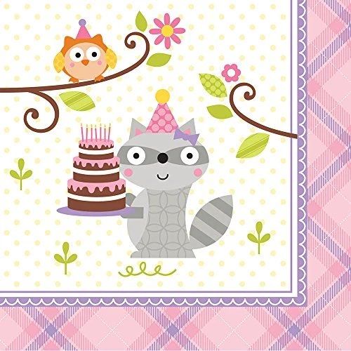 Happy Woodland Girl Beverage Napkins (16 Pack) - Party Supplies