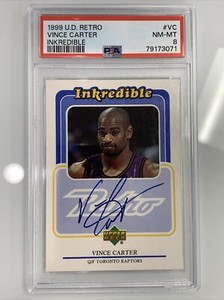 1999 Upper Deck Retro Inkredible Vince Carter On Card Auto Autograph PSA 8 NM-MT