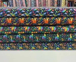 Rainbow Animal Fabric Mosaic Stained Glass Multicolour Dressmaking Craft Cotton - Picture 1 of 13