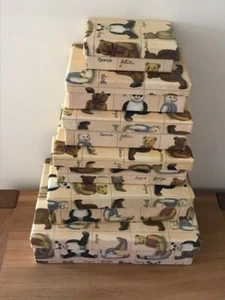 Juego de 8 cajas de almacenamiento de tarjetas TEDDY BEAR tamaños graduados Stubbs Hunk Designs - Imagen 1 de 5