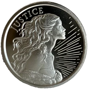 Escudo de plata fina 2024 1 oz 999 Lady Justice niña redonda BU en cápsula - Imagen 1 de 5