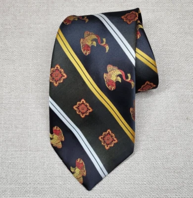 复古 70 年代宽领带条纹黑色鱼厚涤纶丑陋时髦迪斯科 — 第 1/4 张图片