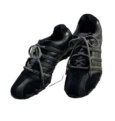 Zapatos deportivos informales Skechers de cuero negro con cordones para mujer talla 8 M 46071 Foto 1 de 4
