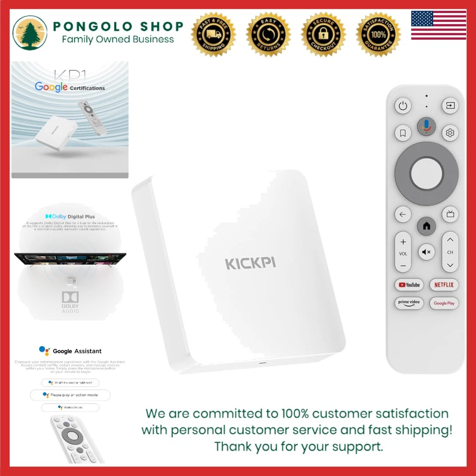 Android 11 TV Box 4K 2GB RAM 32GB Dolby Audio Chromecast Voice Search - Image 1 of 4